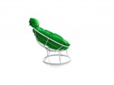 Кресло ПАПАСАН мини без ротанга белое, зелёная подушка от производителя
