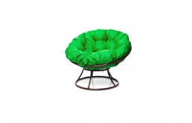 Кресло ПАПАСАН без ротанга коричневое, зелёная подушка