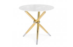 Стол Rock 80х75 white / gold стеклянный