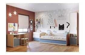 Детская стенка Элиот 1 Белый/Маренго/Баунти Песочный