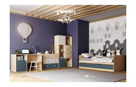 Детская стенка Элиот 4 Белый/Маренго/Баунти Песочный