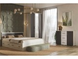 Кровать с основанием и ящиками Фиеста 1,6м, Графит, Дуб Крафт бе купить