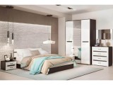 Кровать с основанием Ким 1,6м, Белый глянец холодный, Венге купить