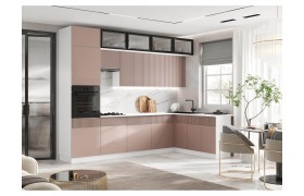 Кухонный гарнитур Оливия NEW 3,0х1,8м, Шарли Pink, Белый