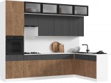 Кухня Оливия NEW 3,0х1,8м, Экзотическое дерево Амазония / Графит купить