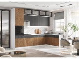 Кухня Оливия NEW 3,0х1,8м, Экзотическое дерево Амазония / Графит недорого