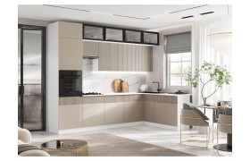 Кухня Оливия NEW 3,0х1,8м, Шарли Мокко, Белый