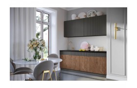 Кухня Оливия NEW 2,0м, Экзотическое дерево Амазония / Графит соф