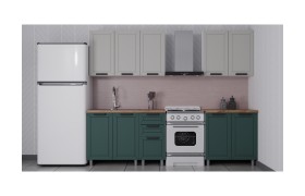 Кухня ГК Аленушка 2 м Лилия Керамика/Изумруд,скоба черный,сонома