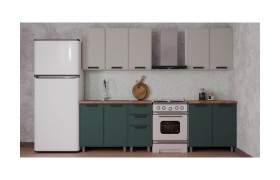 Кухня ГК Аленушка 2 м Керамика/Изумруд,скоба черный,сонома