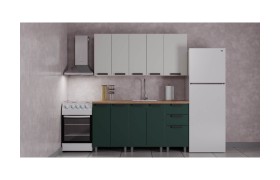 Кухонный гарнитур ГК Аленушка 1,6м Лаванда Керамика/Изумруд,черный (без столешниц