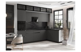 Кухонный гарнитур Техно-6 3,0х1,8м (Белый/Графит софт NEW)