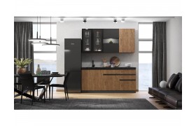 Кухня Техно-6 2,0м (Графит/Экзотическое дерево Амазония/с