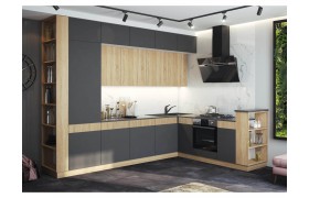 Кухонный гарнитур Техно-5 3,2*2,24м (Сонома/Графит софт NEW, (Кастилл