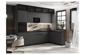 Кухонный гарнитур Техно-6 3,0х1,8м (Графит/софт NEW)
