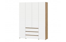 Шкаф четырехстворчатый Некст 1, Дуб золотой, Белый