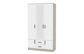 Шкаф трехстворчатый Ронда 3, Дуб крафт серый, Белый