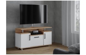 Тумба под телевизор 003 С, дуб крафт золотой/белый