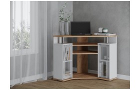 Тумба под телевизор для ТВ угловая 044 (2у), дуб крафт золотой/белый