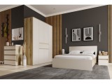 Кровать 140x200 с настилом из ДСП Плейона, Дуб Делано, Белый распродажа