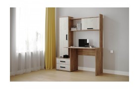 Стол компьютерный Квартет-9, Дуб крафт табачный, белый