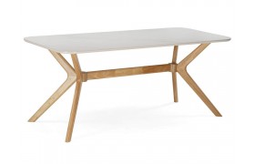 Обеденный стол Unika 180x80 белый спеченный камень / светлое дерево Керамически