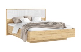 Сильвия Кровать парящая 1,6м (ортопед дерево) с подсветкой Браш Вайт/Дуб Крафт, Дуб Крафт