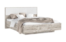 Сильвия Кровать парящая 1,6м (ортопед дерево) с подсветкой Браш Вайт/Дуб Юкон, Дуб Юкон