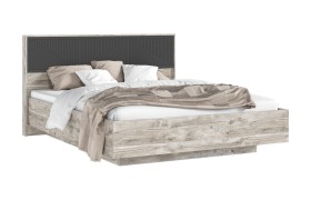 Кровать Сильвия парящая 1,6м ПМ подсветкой Браш Графит/Дуб Ю
