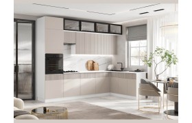 Кухонный гарнитур Оливия NEW 3,0х1,8м Кашемир/Белый (Антарес)