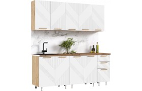 Кухонный гарнитур Ирис 2,0м (490), Дуб Крафт/Браш Вайт (вотан)