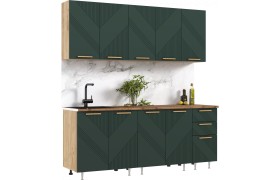 Кухонный гарнитур Ирис 2,0м (490), Дуб Крафт/Браш Мени Грин (вотан)