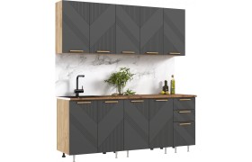 Кухня Ирис 2,0м (490), Дуб Крафт/Браш Графит (вотан)