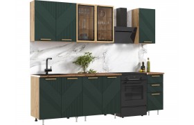 Кухня Ирис 2,0м (490) Компановка №2 Дуб Крафт/Браш Мени Грин (
