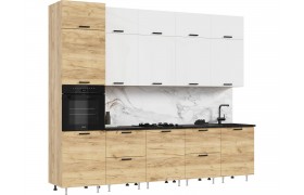 Кухня Рио NEW ЛДСП 3,0м/1080м (490), Компановка №3, Белый глянец