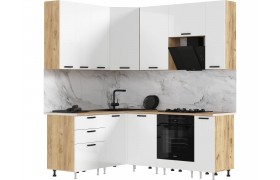 Кухонный гарнитур Рио NEW ЛДСП 1,6х2,0/900м (490), Компановка №2, Крафт/Белы