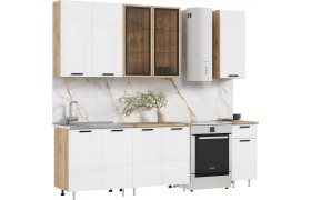 Кухонный гарнитур Рио NEW 2,0/900м (490) Компановка №4, Дуб крафт/Белый глян