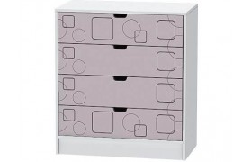 Комод Детский Бриз МДФ, Белый/Ирис (Квадрат)