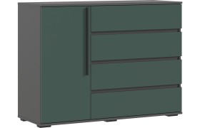 Комод Норд 1 дверь 4 ящика 1200, Графит/Изумрудный