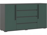 Норд Комод 2 двери 4 ящика 1600, Графит/Изумрудный недорого