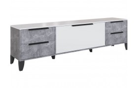 Тумба под телевизор Малави для ТВ МТВ-1 с опорами, ателье /белый глянец