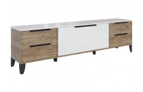 Тумба под телевизор Малави для ТВ МТВ-1, с опорами, Дуб крафт табачный/белый г