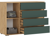 Норд Комод 1 дверь 4 ящика (1200), Дуб крафт/Изумрудный распродажа