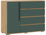 Норд Комод 1 дверь 4 ящика (1200), Дуб крафт/Изумрудный недорого