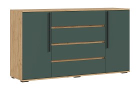 Комод Норд 2 двери 4 ящика (1600), Дуб крафт/Изумрудный
