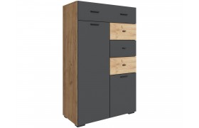 Комод Дублин, крафт золотой/Графит серый