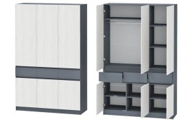 Шкаф Иннэс-10 3-х створчатый, Графит\Ясень Анкор Св.