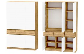 Шкаф Иннэс-10 3-х створчатый, Дуб Крафт Золотой\Белый глянец