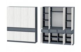 Шкаф Иннэс-10 4-х створчатый, Графит\Ясень Анкор Св.