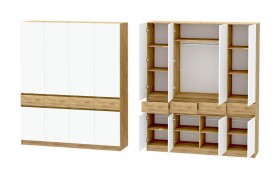 Шкаф Иннэс-10 4-х створчатый, Дуб Крафт Золотой\Белый глянец